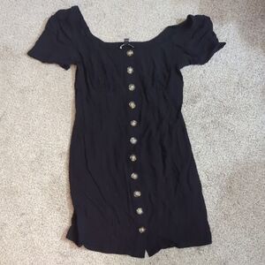 Express Black Mini Dress with Button Detail